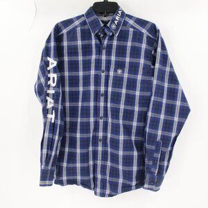 Ariat Shirt Men Small Pro Series team Wells Fitted Plaid Button Down Long Sleeve